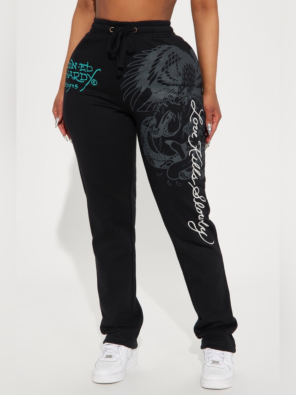 Ed Hardy Crawling Tigers Wide Leg Pant Black Size XL - Picture 3 of 12